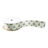 green christmas trees holiday pattern satin ribbon