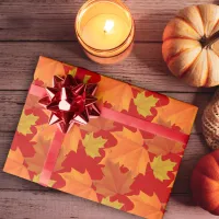 Autumn Fall Colored Maple Leaves Pattern  Wrapping Paper