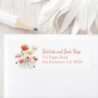 Watercolor Poppy Flowers Pretty Return Address Label