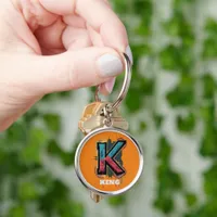 Dripping K: Bold One-Letter Customizable Graffiti Keychain