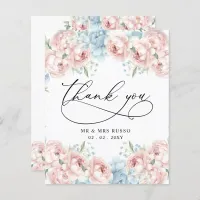 Budget Blush Floral Wedding Thank You Card