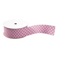 Pink and White Playful Polka Dots Grosgrain Ribbon