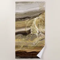 Whimsical Coffee marble  Beach Towel