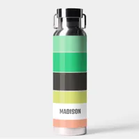 Trendy Modern Personalized Stripes Water Bottle