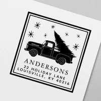 Vintage Truck Christmas Tree Holiday Address Self-inking Stamp