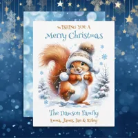 Cute Squirrel in the Snow Personalized Christmas Holiday Card