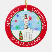 Fa la la la LLama Cute Christmas Ceramic Ornament