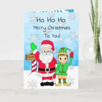 Ho Ho Ho Merry Christmas Santa and Elf Card