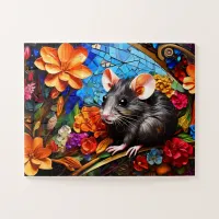 Cute Mosaic Field Mouse Vivid colored puzzle 