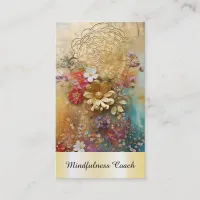 *~* Flower of Life QR  AP92 Reiki Sacred Gold Business Card