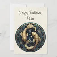 Pisces Fish Zodiac Minimalist Birthday Flat Card