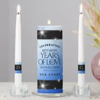 Elegant 67th Star Sapphire Wedding Anniversary Unity Candle Set