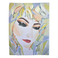 Surreal girl watercolor painting duvet cover