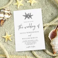 Modern Starfish Beach Script Minimal Wedding Invitation