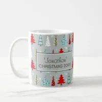 Christmas Tree Pattern Red and Blue ID175 Coffee Mug