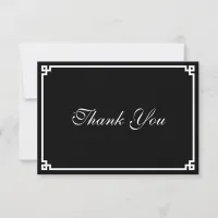 Black Greek and White Key Border Thank You Card