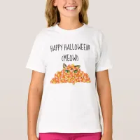 Cat in the Candy Corn Funny Halloween T-Shirt