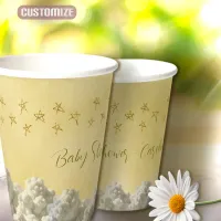 Custom Yellow Paper Cups With Fluffy Clouds