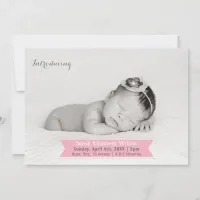 Mod Ribbon Pink New Baby photo Announcement