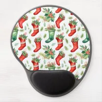 Pretty Watercolor Red and Green Stockings Gel Mouse Pad