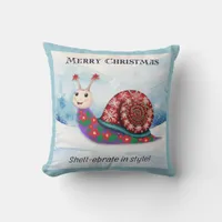 Snail Pun Humorous Merry Christmas Personalized Throw Pillow