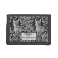 Personalized Grey Cat Witches Handbook Trifold Wallet