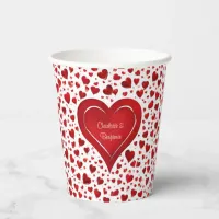 Red Love Heart Pattern Valentine Name Paper Cups