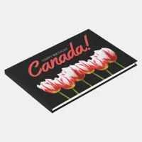 Happy Birthday Canada Day Maple Leaf Tulips Guest Book