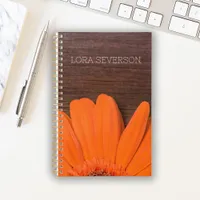 Orange Gerber Daisy and Rustic Barn Wood Planner