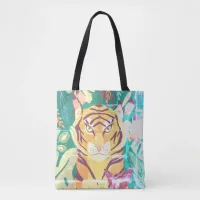 Floral Distressed Tiger Tote Bag