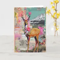 Mixed Media Deer Collage all occasions Card