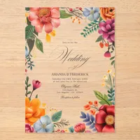 Transparent Mexican Fiesta Vibrant Floral Wedding Acrylic Invitations