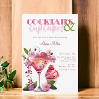 Cocktails & Cupcakes Modern Bridal Shower  Invitation