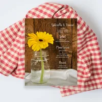 Mason Jar and Yellow Daisy Country Wedding Menu