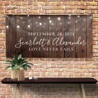 Rustic String Lights Wood Wedding Banner