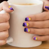 Blue Yellow Pink Colorful Minx Nail Art