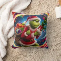 The Grinch steals Christmas cheer at night Throw Pillow