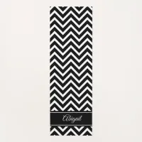 Personalized Black and White Chevron Yoga Mat