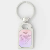 Trust in the Lord Bible Verse Floral Watercolor Keychain