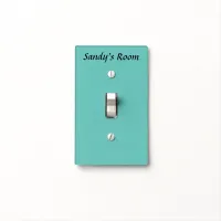 Custom Name Room Text Teal Green Blue Photo Single Light Switch Cover