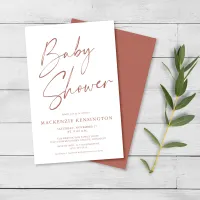 Budget Terracotta Simple Script Baby Shower FLYER