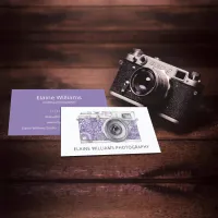 Rustic Purple Floral Vintage Camera Photographer  Business Card