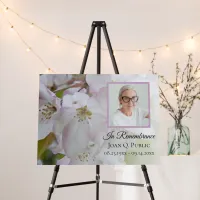 White and Pink Flowers Celebration of Life Funeral Foam Board