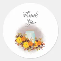 Modern Sunflower Rustic Country Wedding Classic Round Sticker