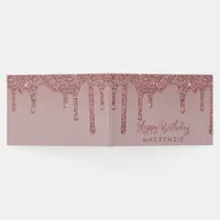 Luxury Rose Gold Glitter Drips Birthday Guest Book