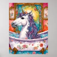 Adorable Unicorn in the Bath Poster