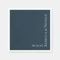 Simple Nautical Modern Navy Blue Text Wedding Napkins