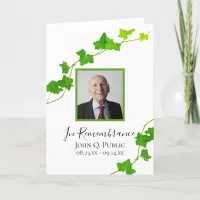 Green English Ivy Vine Funeral Service Folded Program