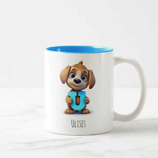 Letter U Dog Alphabet Monogram Coffee Mug