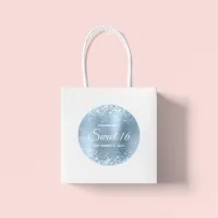 Glittery Light Blue Foil Sweet 16 Classic Round Sticker